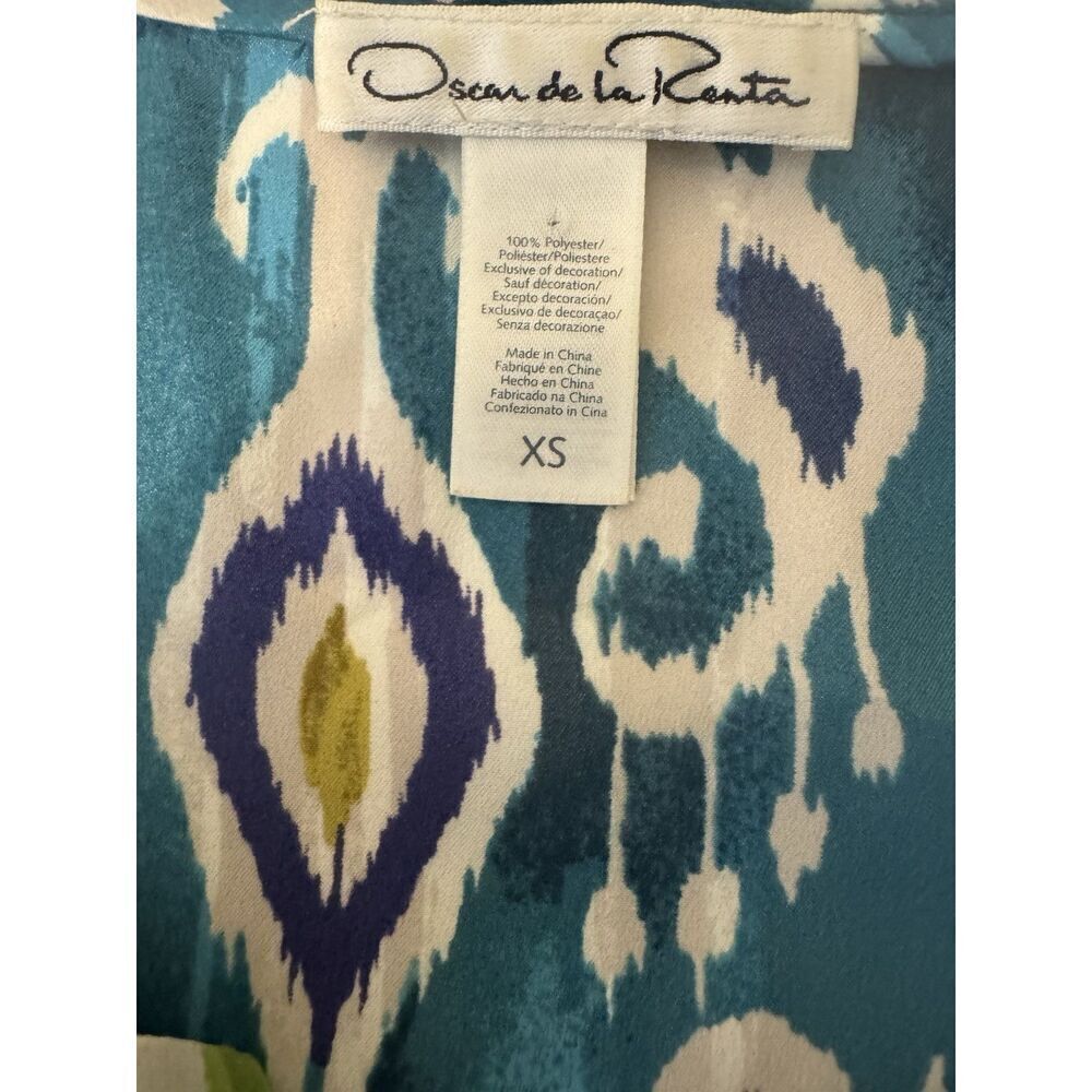 Oscar De La Renta Printed Kaftan Dress Sz XS Oversized Designer Summer Old Money - Picture 5 of 5